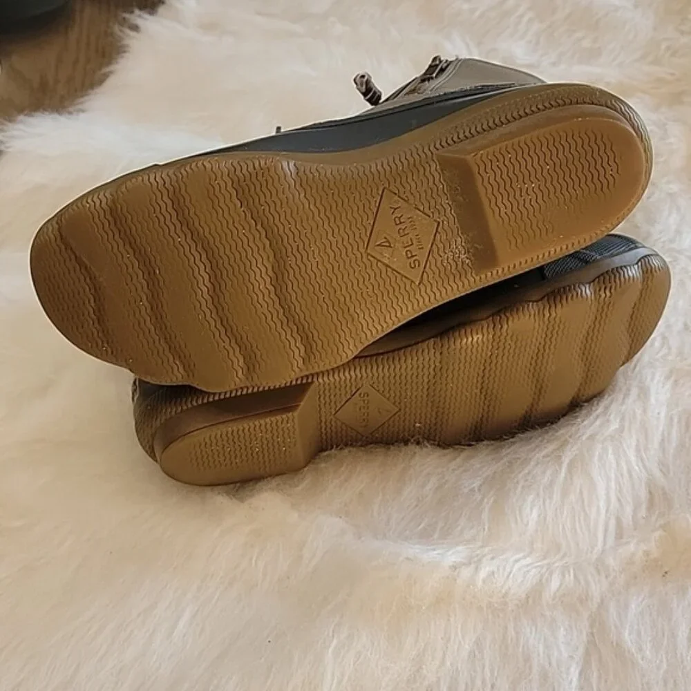 SPERRY Saltwater Blue Gray Lace Up Side Zip Preppy Waterproof Rain Duck Boots‎ 7
